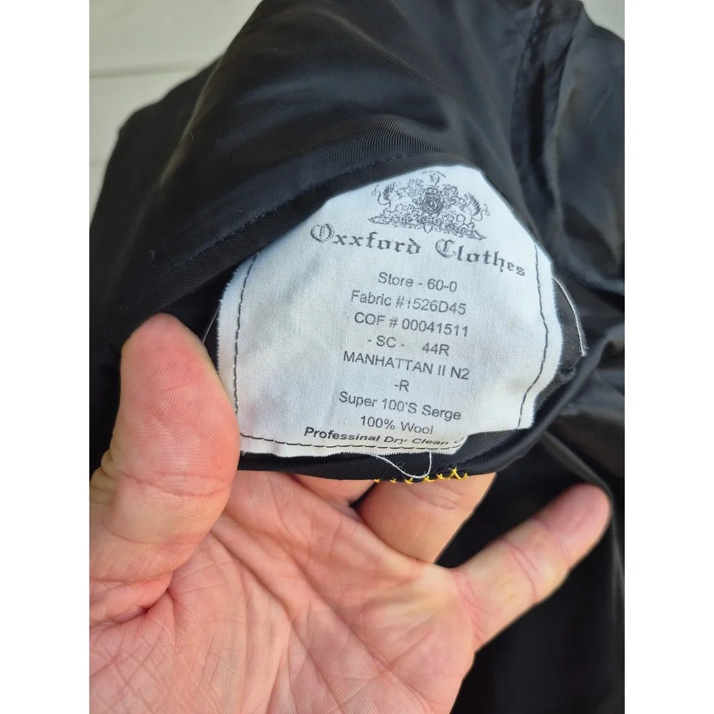 Oxxford Clothes Norton Ditto Mens 44 R Black Wool Blazer Manhattan II Sport Coat